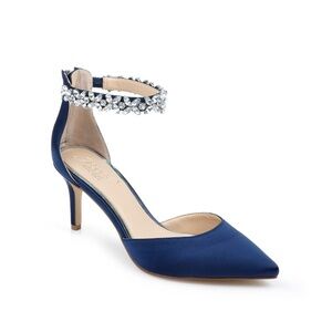 Jewel Badgley Mischka Raleigh Pointed Toe Kitten D'Orsay - Navy (8)